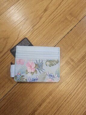 Disney Loungefly Stitch Card Holder  Hawaiian Floral Blue